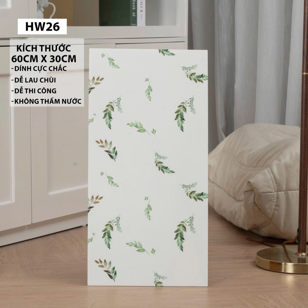 Tấm xốp  pvc bóc dán sẵn keo kích thước 60x30cm/1tấm