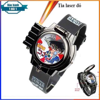 Đồng Hồ đeo tay bé trai Conan có tia laser, Đồng hồ trẻ em thám tử dùng pin có kính lúp quà tặng đồ chơi cho bé FERADO