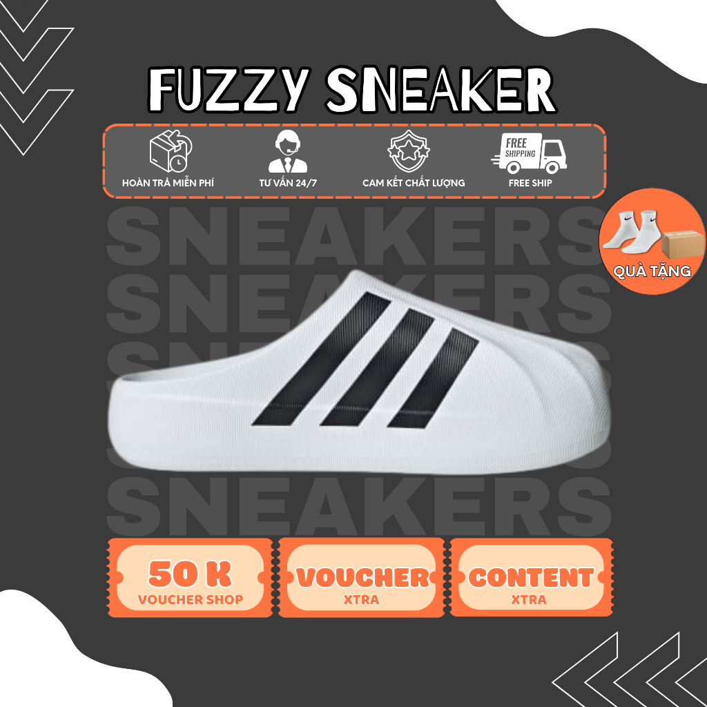 [Best Quality] Dép sục đúc nguyên khối adifom, sục adidas adifom superstar trắng đen cao 4cm dành cho nam nữ.