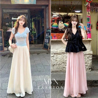 Chân váy lụa tơ nhũ ánh kim 2 lớp nhẹ nhàng, Chân váy tơ óng dáng xoè nhẹ váy dài 90cm dáng tiểu thư hàng đẹp