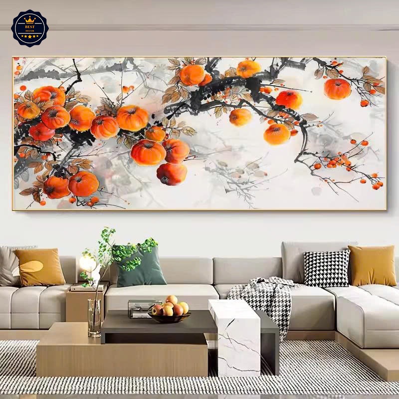 Tranh Cây Hồng Trĩu quả, Tranh Tài Lộc, Tranh Canvas, Tranh Tráng Gương, Tranh Phòng Khách