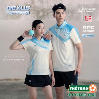 Áo Cầu Lông Pickleball Riki Nexus 01 Kem Thun Mè RPC Thoáng Khí Thể Thao Đương Đại