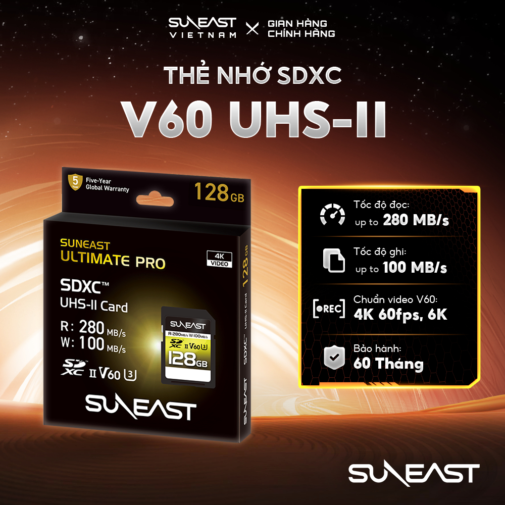 Thẻ nhớ SDXC V60 SunEast Ultimate Pro 64GB | 128GB | 256GB | 512GB - UHS-II tốc độ 280MB/s | BigBuy360 - bigbuy360.vn