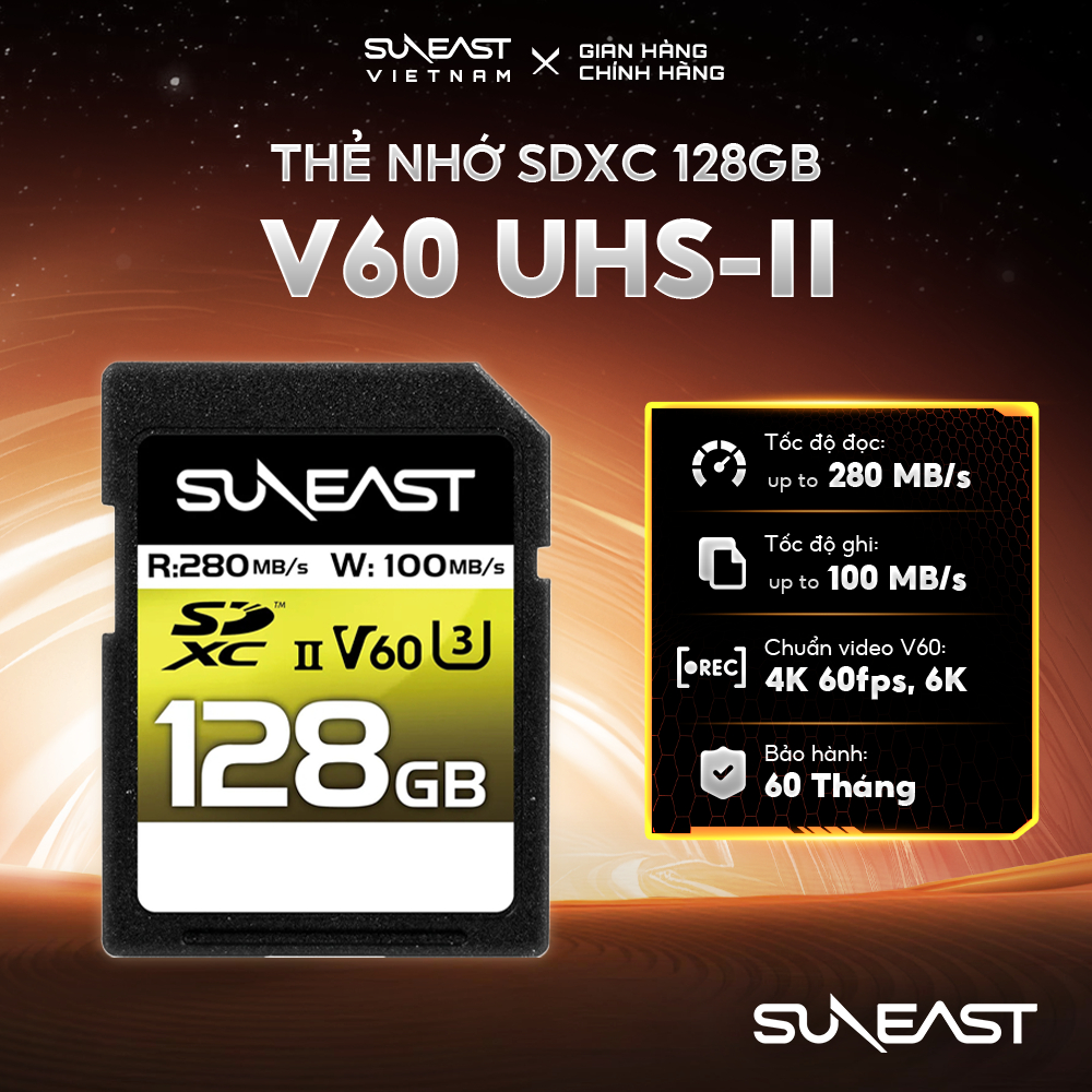 Thẻ nhớ SDXC V60 SunEast Ultimate Pro 64GB | 128GB | 256GB | 512GB - UHS-II tốc độ 280MB/s | BigBuy360 - bigbuy360.vn