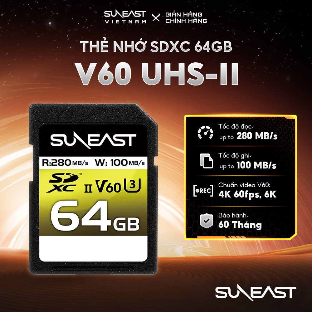 Thẻ nhớ SDXC V60 SunEast Ultimate Pro 64GB | 128GB | 256GB | 512GB - UHS-II tốc độ 280MB/s | BigBuy360 - bigbuy360.vn
