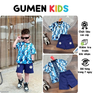 Bộ Cộc Tay Man Chét Tơ City Họa Tiết Xanh Sọc To Chữ Sau Lưng Cho Bé Trai - Áo Cộc Tay Cho Bé Trai Mặc Đi Đá Bóng Mát Mẻ