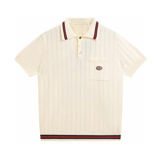 Áo Thun Polo Dệt Kim Sắc Nét Có Túi, Áo Polo Nam Dáng Rộng Sang Trọng, Lịch Lãm