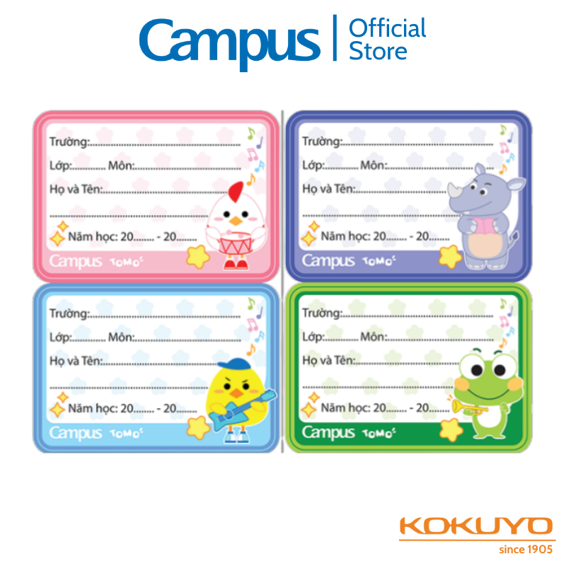 Nhãn Vở Tomo NT-TOM12 Dễ Thương túi 12 cái nhãn vở xinh Campus chính hãng