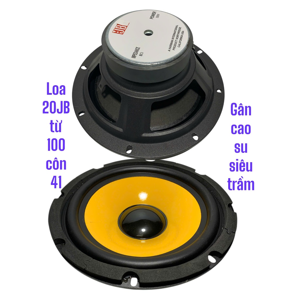 Loa bass 20 JB gân cao su, màng chống thấm vàng , côn 41 - giá 1 cái - loa bass sub 2 tấc