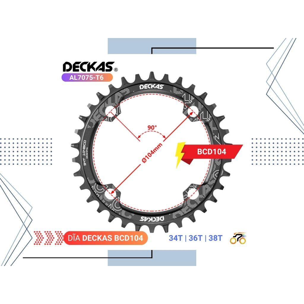DĨA XE ĐẠP - MTB - DECKAS - 38T - (BCD 104)