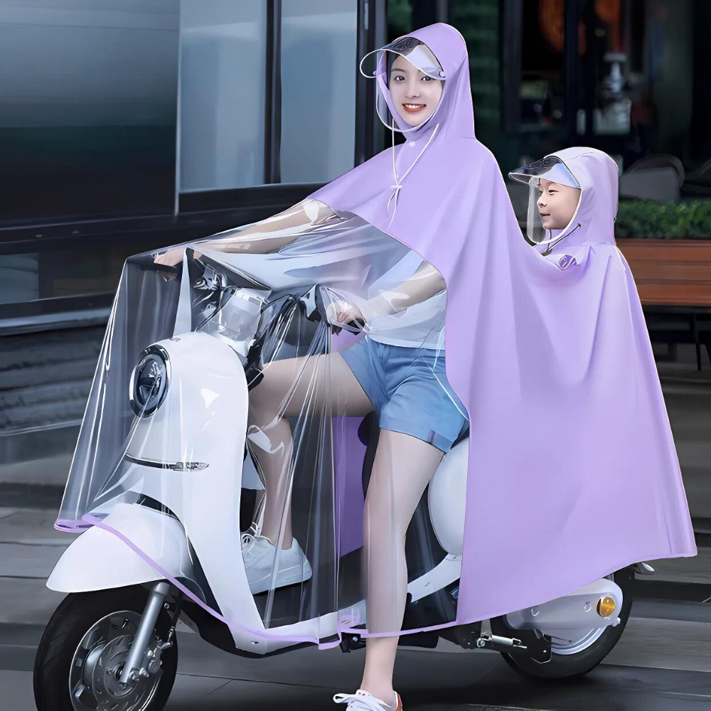 Áo Mưa Nửa Trước Trong Suốt Chất Liệu Dày Dặn Chống Thấm Nước Kèm Kính Chắn Mưa (didooglt )