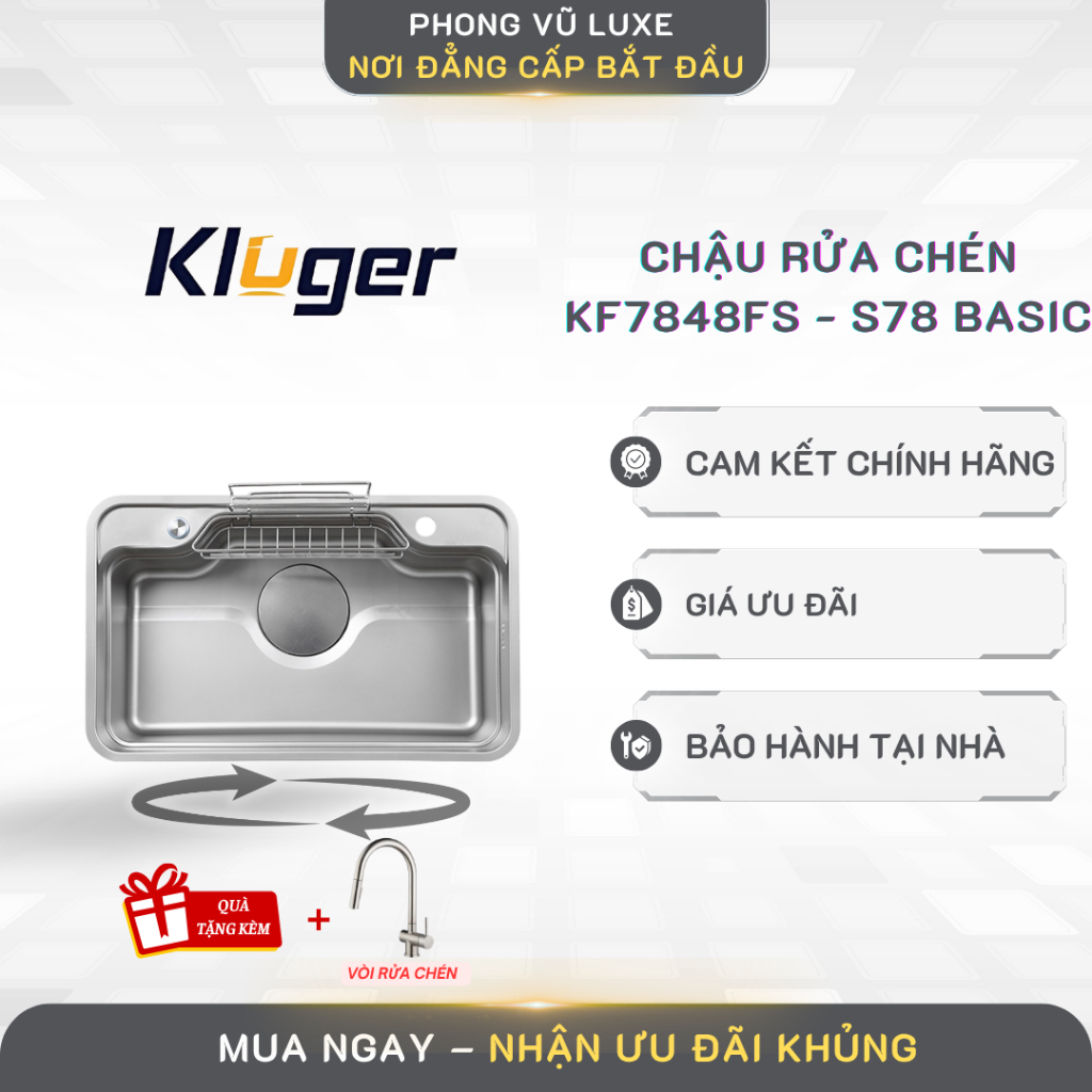 Chậu rửa chén Kluger KF7848FS - S78 Basic + TẶNG VÒI TRỊ GIÁ 2 TRIỆU