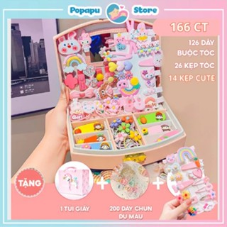 Hộp Kẹp Tóc Công Chúa Cho Bé Gái Pinkibox – Phụ Kiện Tóc Dễ Thương Nhiều Mẫu – Quà Tặng Sinh Nhật 5–13 Tuổi – Popapu