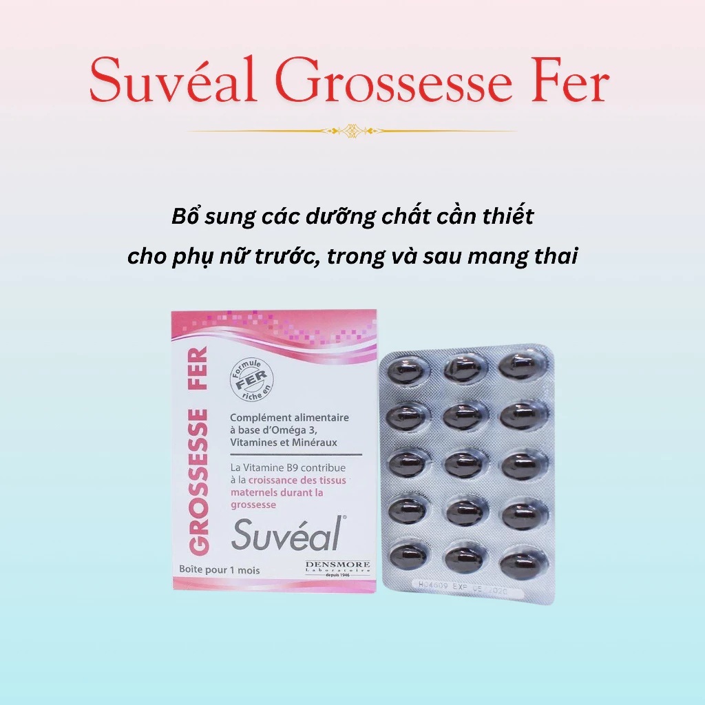 Combo Vitamin Tổng Hợp Cho Bà Bầu Suvéal Grossesse - Fer & Mama care plus