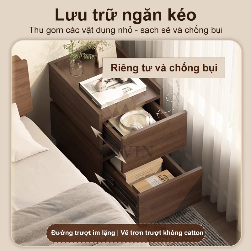 ALVIN Tủ Đầu Giường Có Ngăn Khoá - Để Đầu Giường Nhiều Kiểu Dáng Sang Trọng Chất Liệu Gỗ MDF Cao Cấp | BigBuy360 - bigbuy360.vn
