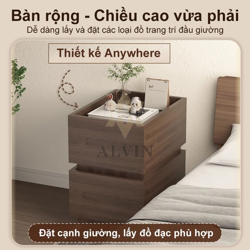 ALVIN Tủ Đầu Giường Có Ngăn Khoá - Để Đầu Giường Nhiều Kiểu Dáng Sang Trọng Chất Liệu Gỗ MDF Cao Cấp | BigBuy360 - bigbuy360.vn