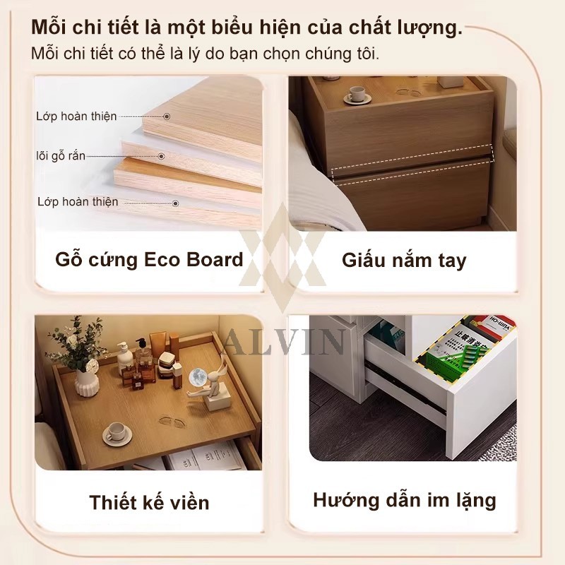 ALVIN Tủ Đầu Giường Có Ngăn Khoá - Để Đầu Giường Nhiều Kiểu Dáng Sang Trọng Chất Liệu Gỗ MDF Cao Cấp | BigBuy360 - bigbuy360.vn