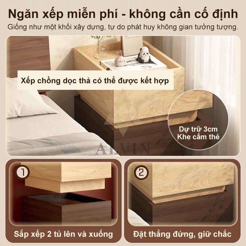 ALVIN Tủ Đầu Giường Có Ngăn Khoá - Để Đầu Giường Nhiều Kiểu Dáng Sang Trọng Chất Liệu Gỗ MDF Cao Cấp | BigBuy360 - bigbuy360.vn