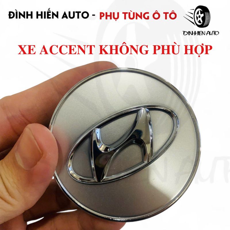 Logo chụp mâm bánh xe Elantra, Solati, Kona, Tucson, SantaFe, Sonata kích thước tổng thể 60mm