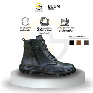  Giày Da Nam Combat Boot Đế Đúc Tăng Chiều Cao Giày Da Bò Nhăn Chính Hãng Boots Kéo Khóa Bảo Hành 24 Tháng – BS015 