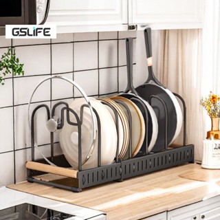 Gslife Kệ Nhà Bếp 2 Trong 1,Giá Úp Nồi + Đỡ Nắp Vung, Giá Úp Xoong Chảo Gọn Gàng Tiết Kiệm Không Gian Bếp