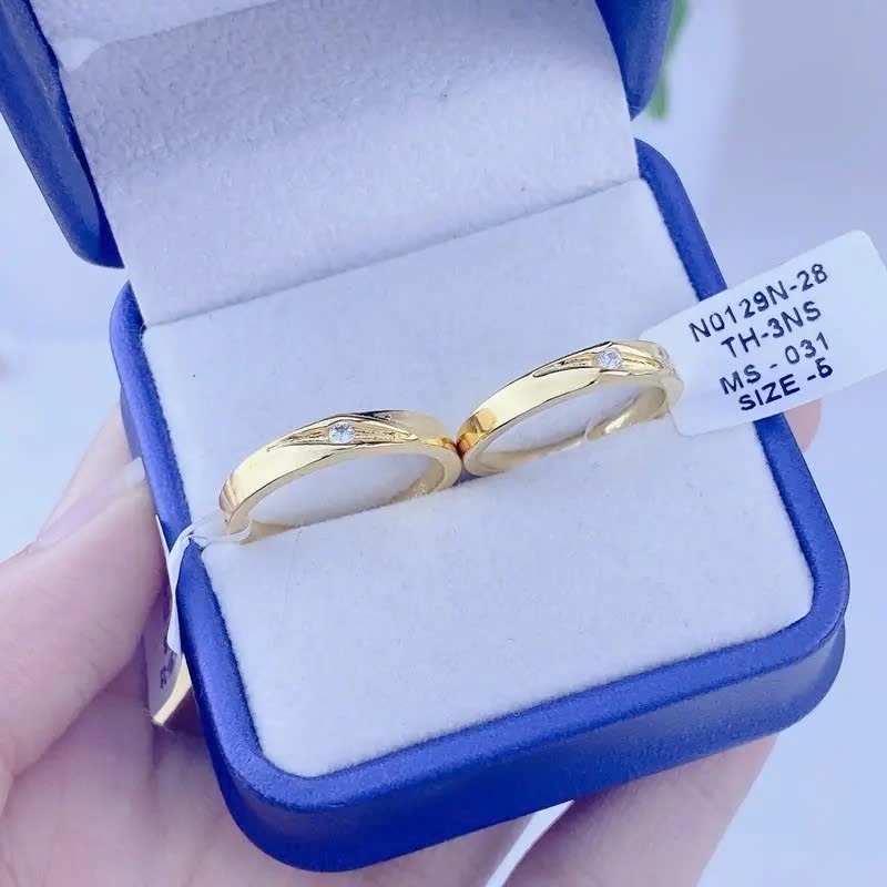 Nhẫn Lẻ 1 Chiếc Trong Bộ Nhẫn Cặp Mạ Vàng 1-2-3 Đính Đá, Sang Trọng, Bền Đẹp