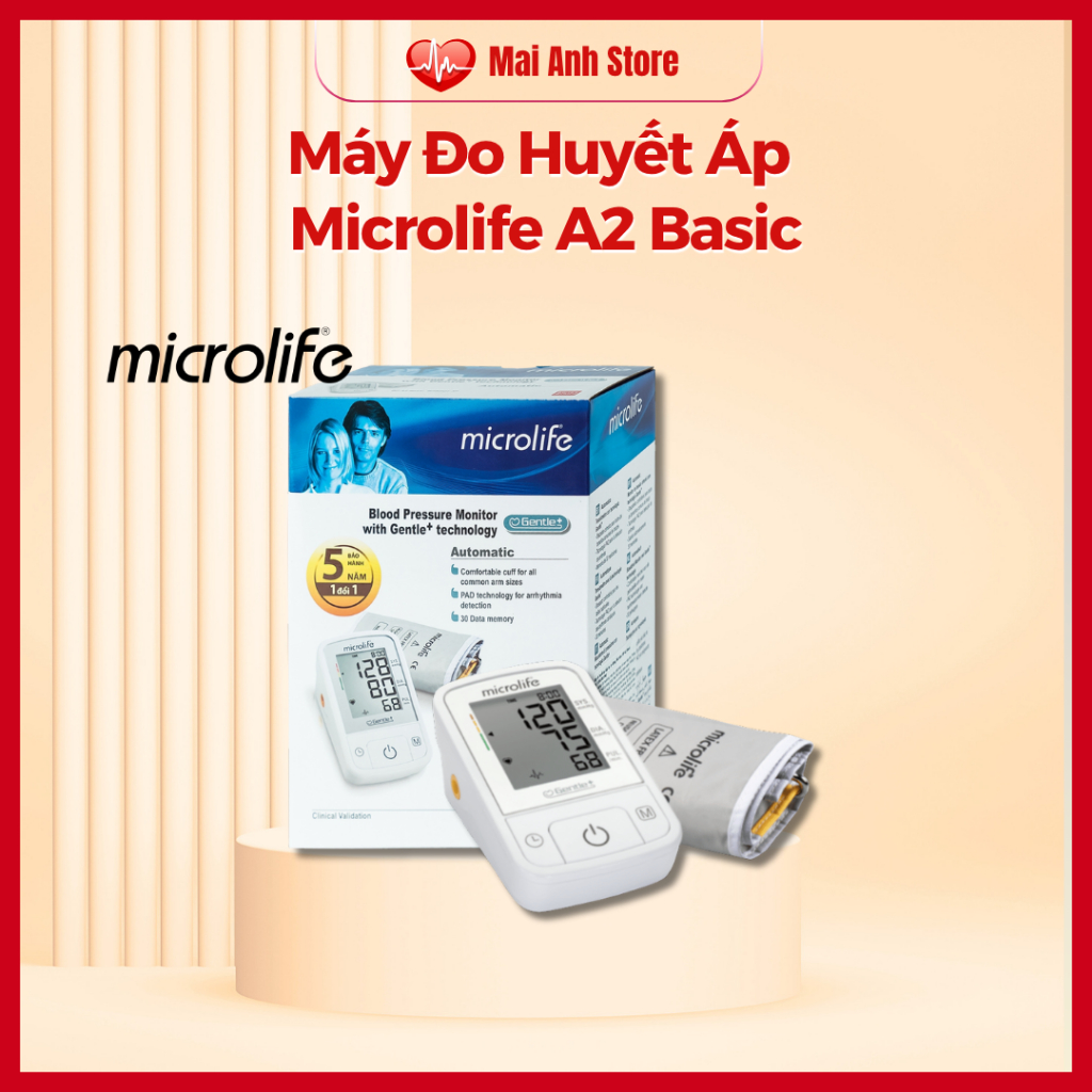 Máy Đo Huyết Áp Bắp Tay MICROLIFE BP A2 BASIC Dễ Sử Dụng Bảo Hành 5 Năm Chính Hãng