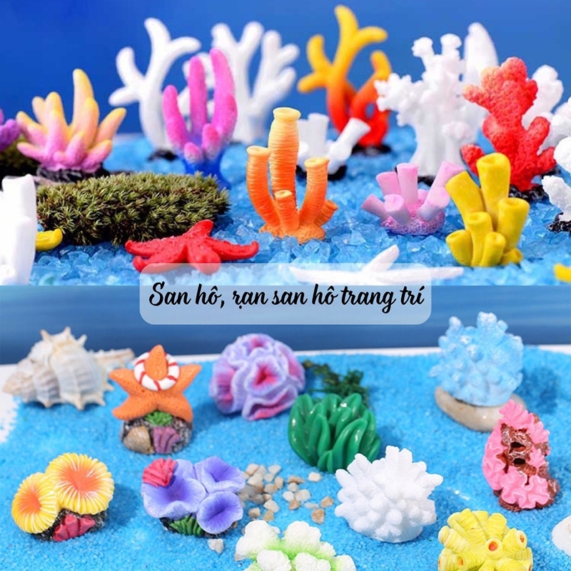 Mô Hình San Hô Nhân Tạo Trang Trí Hồ Cá Mini Bằng Nhựa, Phụ Kiện San Hô Mini Cảnh Quan Thuỷ Sinh