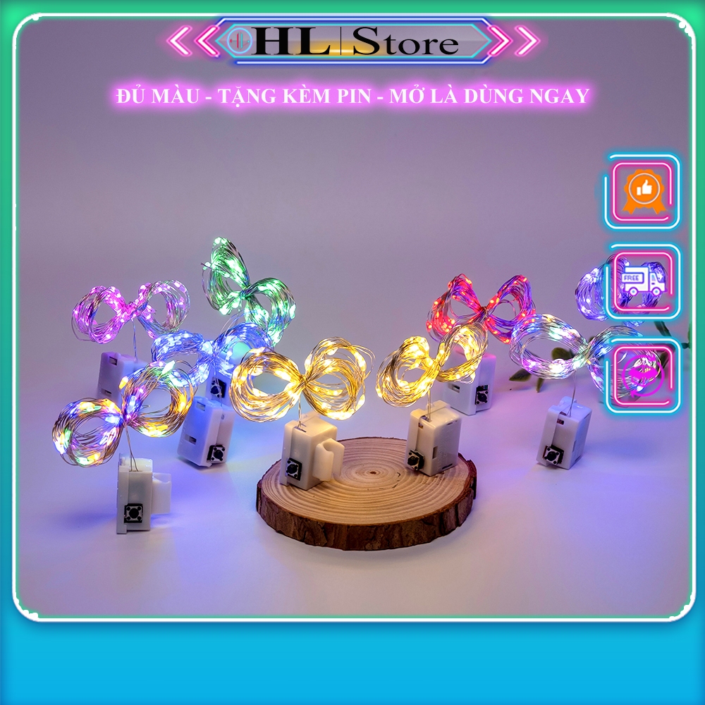 Dây đèn led trang trí fairylight đom đóm – Trang trí hoa, giỏ quà - Có sẵn pin–Led hạt gạo–Đèn decor