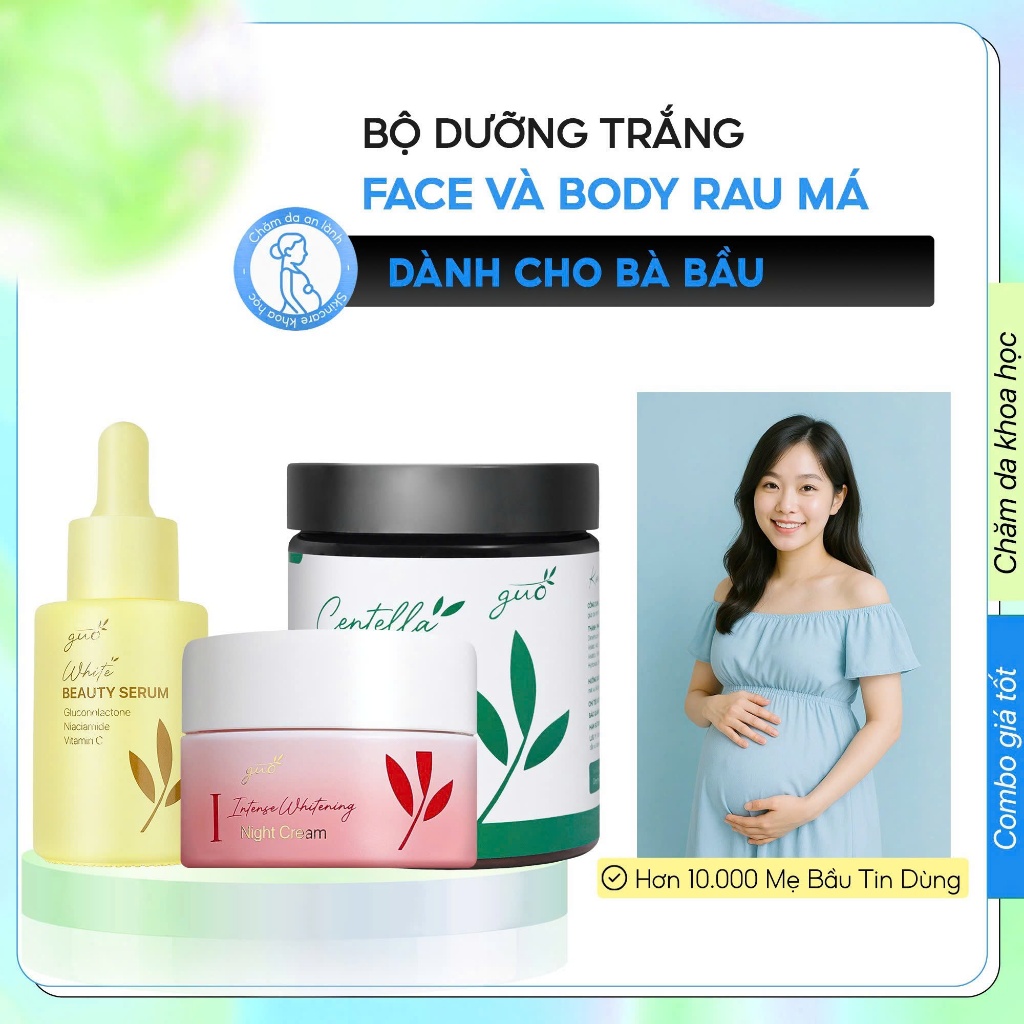 Bộ Mỹ Phẩm Dưỡng Trắng Cho Bà Bầu Face Và Body Nhỏ GUO (Bộ 3 sản phẩm tặng kèm son dưỡng)