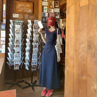 Váy đầm thiết kế Gigi dáng dài ôm chữ A cổ phối yếm đỏ tay ngắn basic tôn dáng đẹp chất thun Hàn mềm mát dễ mặc đi chơi