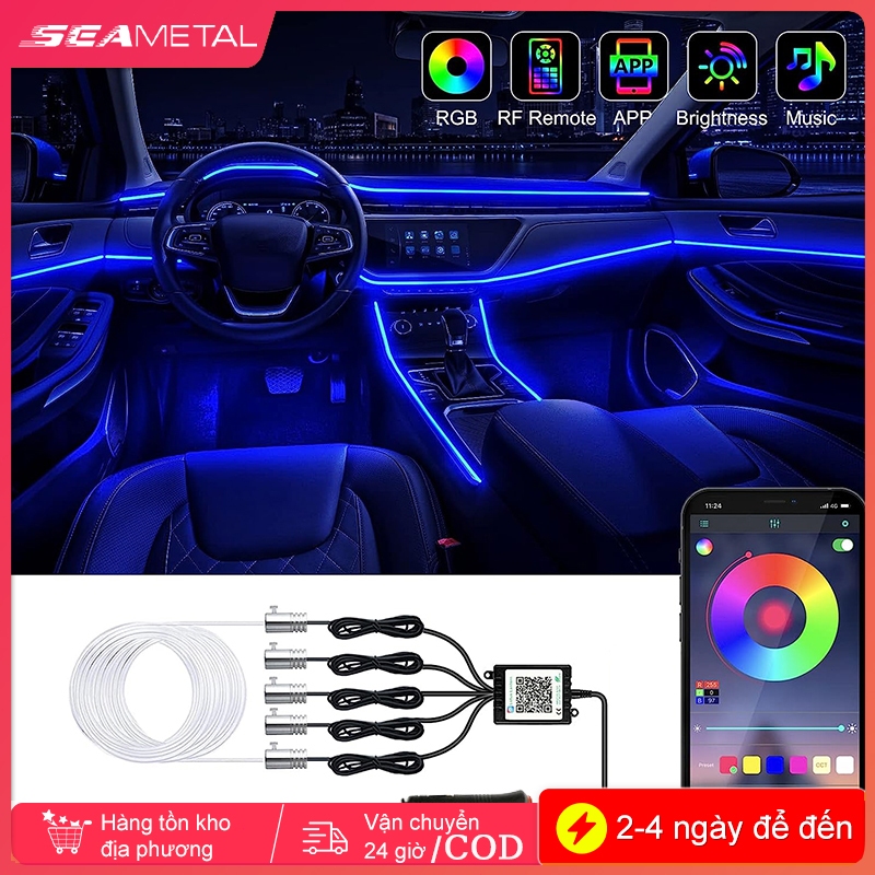 đèn led oto SEAMETAL Đèn led neon Không Dây Trang Trí Nội Thất Xe Hơi rgb