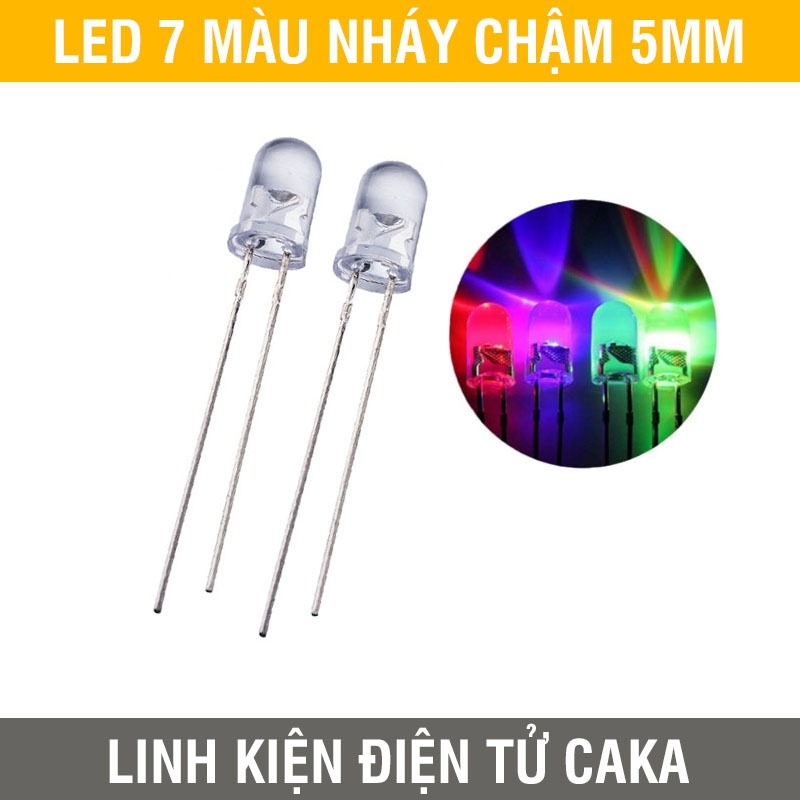 Gói 10 LED 7 Màu 5mm Nháy Chậm Tự Đổi Màu Chạy Hiệu Ứng