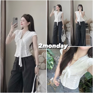 [HÀNG QC/ VIDEO] ÁO REN XÔ BOI TAY HẾN CỔ V BUỘC THẮT NƠ SIÊU XINH 2MONDAY A80