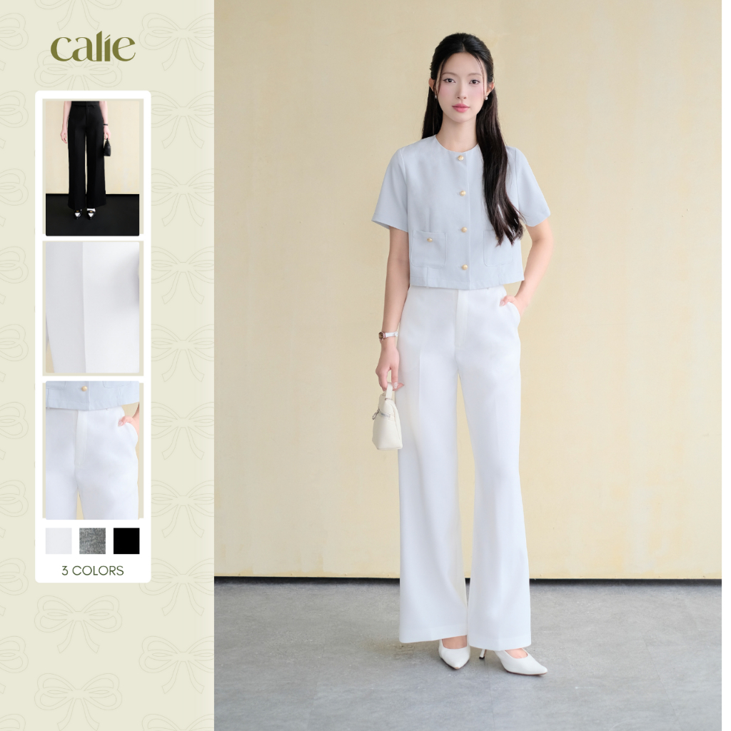 Quần ống đứng bản cạp to basic thương hiệu Calie house QX020