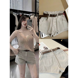 Quần Short Jeans Nữ Lưng Cao Hách Dáng màu Nâu Be chất liệu Denim Mềm Basic Form Ôm Cá Tính Y2K