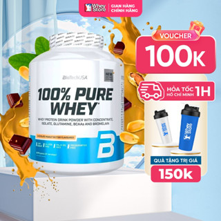 Sữa Tăng Cơ Tập Gym BioTechUSA 100% Pure Whey, Protein Isolate Không Đường, Vị Ngon, Hũ 2.27kg (81 Serving) Chính Hãng