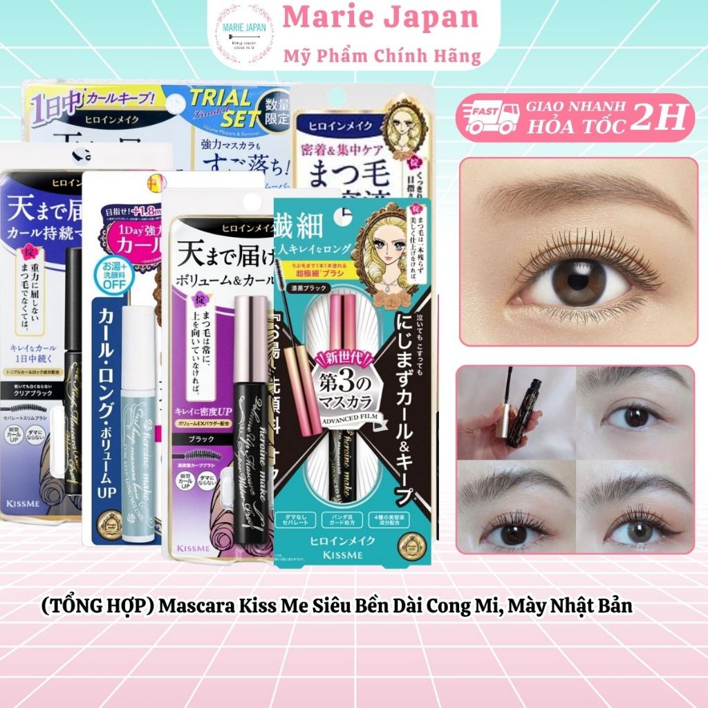 (TỔNG HỢP) Mascara Kiss Me Siêu Bền Dài Cong Mi, Mày Nhật Bản