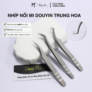 Nhíp nối mi Douyin Trung Hoa mũi phủ nhám cao cấp, nhíp hoa hồng đen, nhíp L 45 độ lực nhẹ \ Thúy Hà