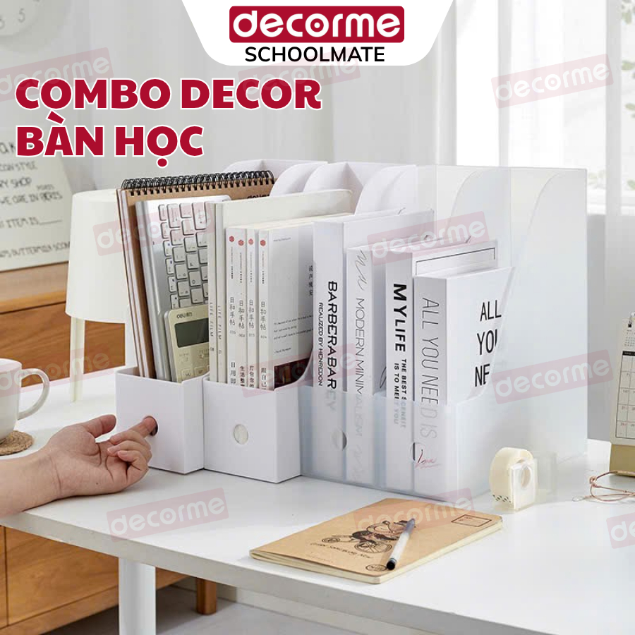 Lưu Trữ Tài Liệu Combo đồ Decor trang trí bàn học kệ đựng tài liệu, ống bút, giá đựng decor bàn học 