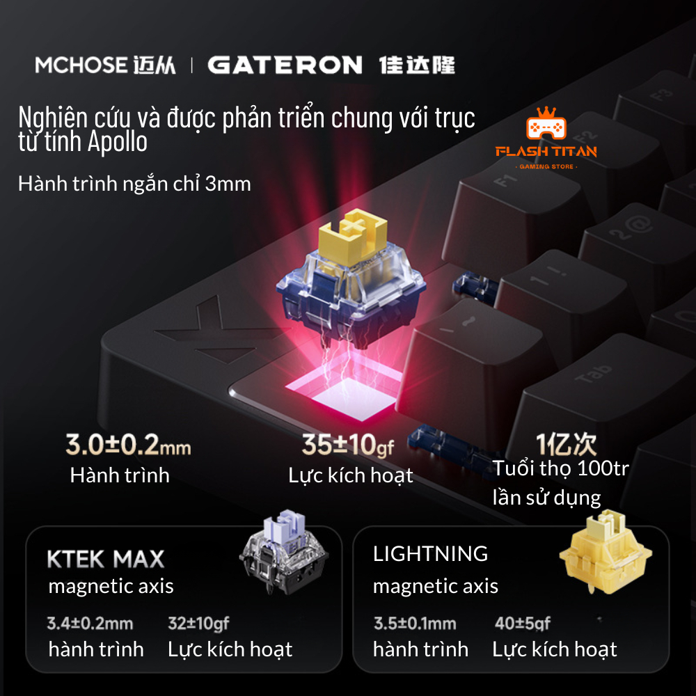Bàn Phím Cơ Gaming Mchose Mix87 PRO Có Rapid Trigger - Switch Nam Châm 8k Polling Rate - Độ trễ thấp Dùng Chơi Game FPS | BigBuy360 - bigbuy360.vn