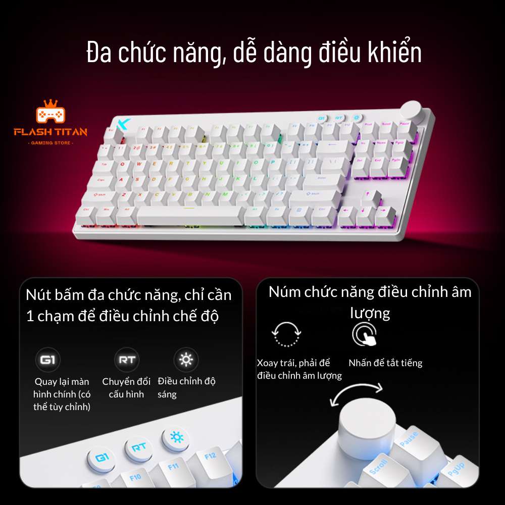Bàn Phím Cơ Gaming Mchose Mix87 PRO Có Rapid Trigger - Switch Nam Châm 8k Polling Rate - Độ trễ thấp Dùng Chơi Game FPS | BigBuy360 - bigbuy360.vn