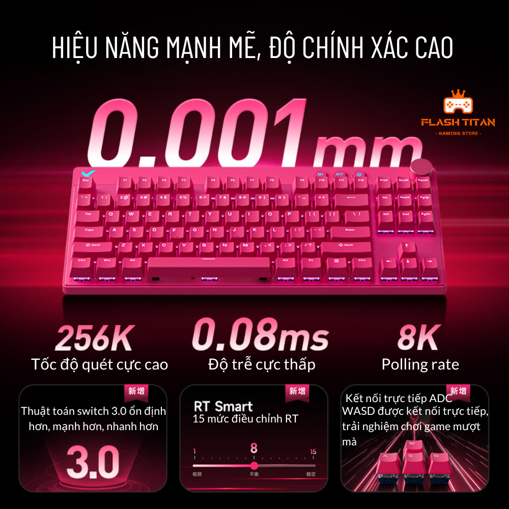 Bàn Phím Cơ Gaming Mchose Mix87 PRO Có Rapid Trigger - Switch Nam Châm 8k Polling Rate - Độ trễ thấp Dùng Chơi Game FPS | BigBuy360 - bigbuy360.vn