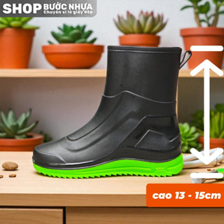 Ủng cổ thấp bảo hộ lao động cao su dẻo chống nước chống trơn trượt size 36 - 42