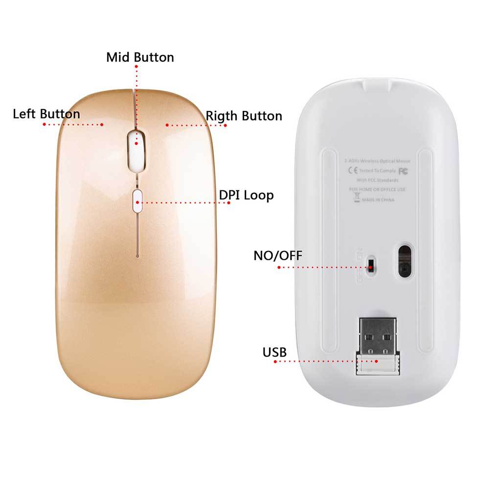 Chuột ko dây sạc pin siêu mỏng 2.4GHz HXSJ M101 ko gây tiếng ồn sạc 1 lần dùng 1 tuần cho Laptop PC | BigBuy360 - bigbuy360.vn