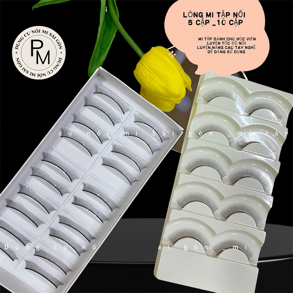 Mi tập nối 5 cặp- 10 cặp, dành cho người mới tập nối _ Dụng cụ nối mi _ Phụ liệu nối mi Mi Tâm