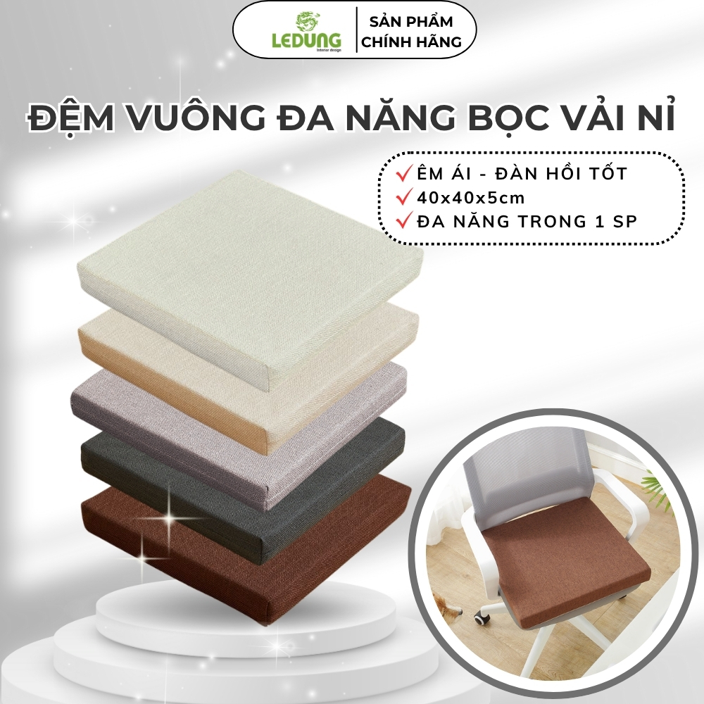 Đệm Vuông 40cm, Đệm Ngồi Bệt Cho Bàn Học Gấp Gọn, Bàn Làm Việc Bệt, Đệm Lót Ghế Văn Phòng Cao Cấp