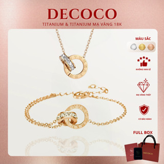  Bộ trang sức vòng cổ và vòng tay Timeless DECOCO vòng tròn vô cực titan không đen gỉ   kèm Túi giấy + Hộp + Thiệp   
