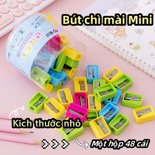 48 chiếc Portable Pack Mini đầy màu sắc hình chữ nhật nhựa bút chì mài cho trẻ em văn phòng phẩm