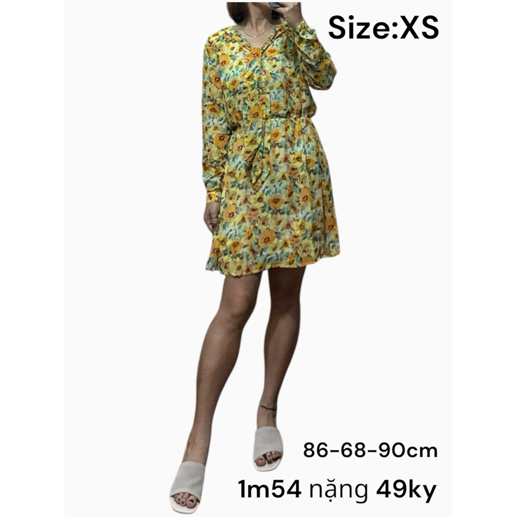 Đầm Voan Buột Nơ Mango 2lớp